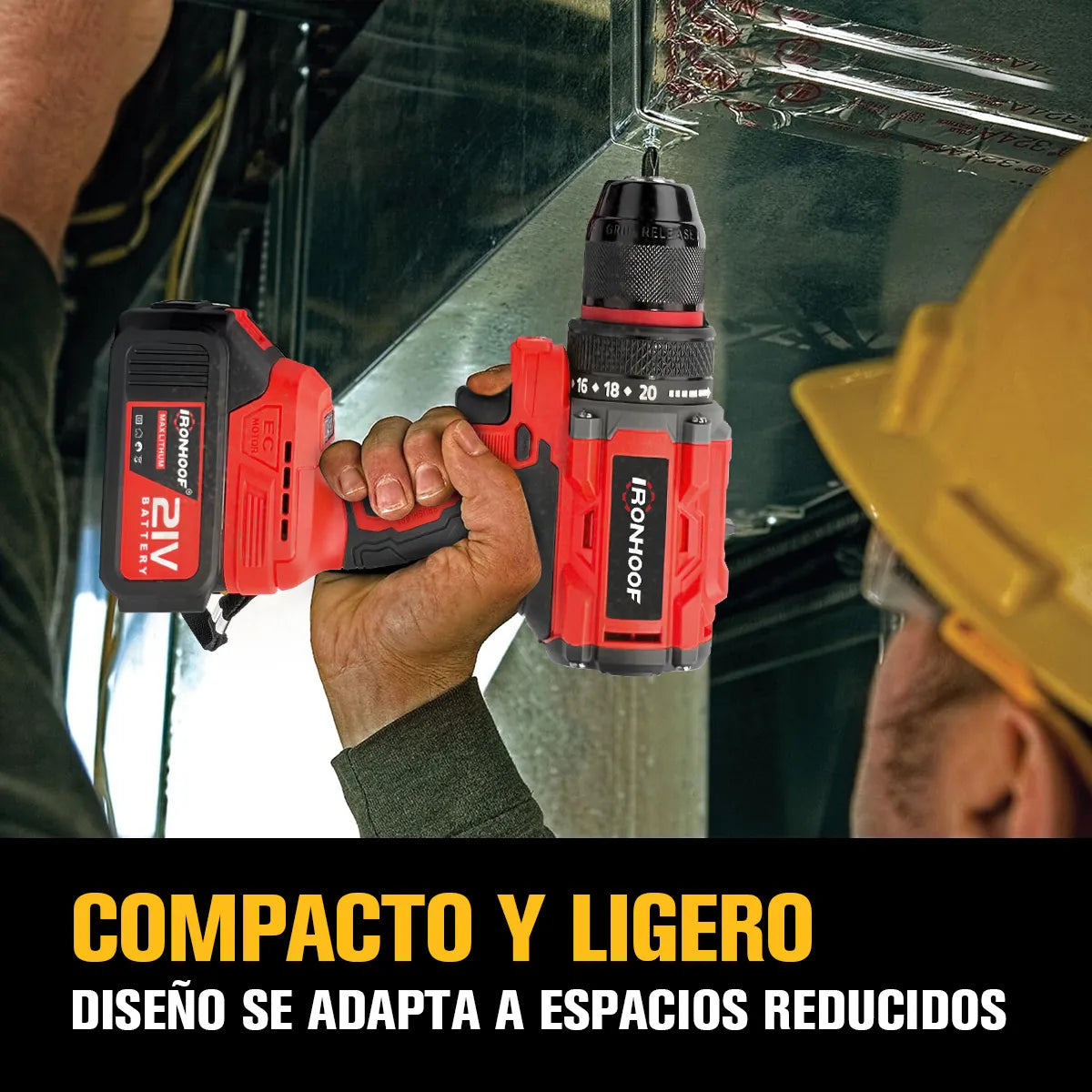 Taladro Atornillador e Impacto Inalámbrico Sin Escobillas Rojo