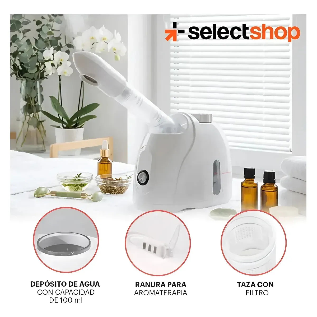 Vaporizador Facial con Cabezal Rotatorio 360° para Limpieza Profunda