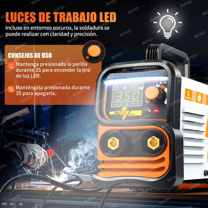 Soldadora Inverter 20-350A 2 en 1 MMA/TIG con Pantalla LCD y Luz LED - Metacompras