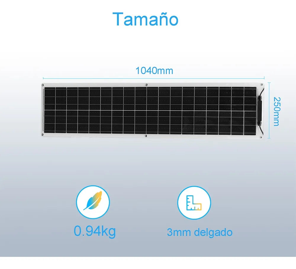 Panel Solar Flexible 50W para Carga Eficiente de Baterías 12V - Metacompras