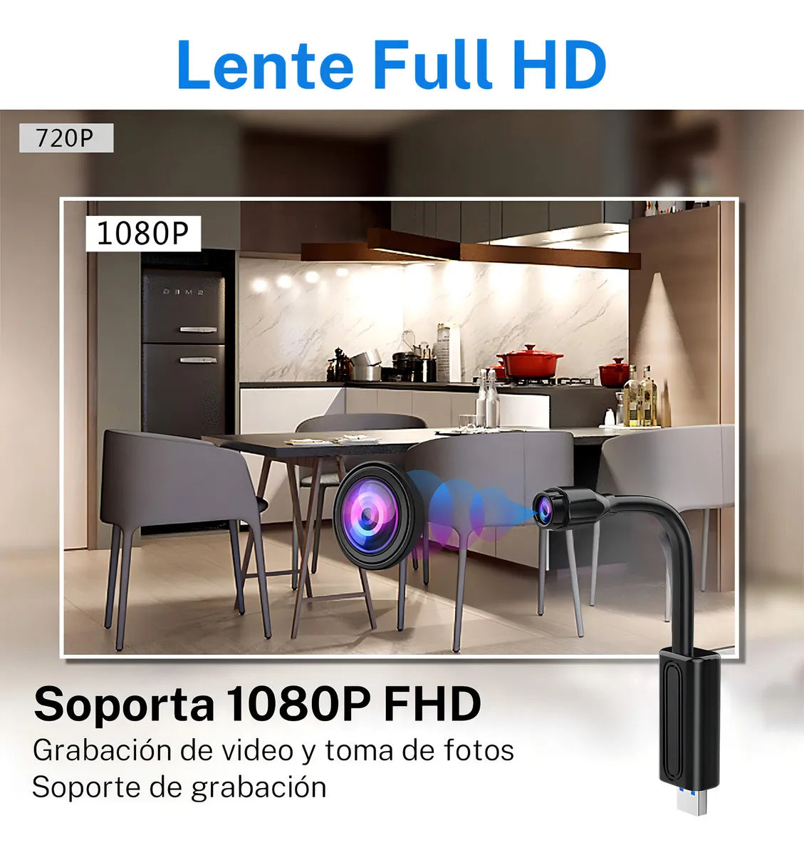 Mini Cámara de Seguridad Wifi Inalámbrica con Micrófono Incorporado