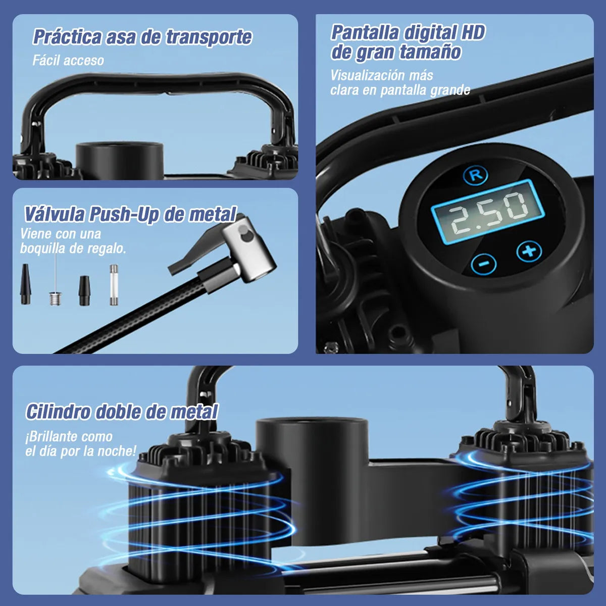 Compresor Inflador de Alta Potencia para Auto y Moto - Bomba Eficiente