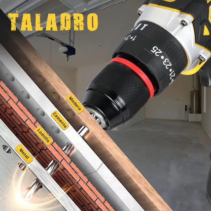 Taladro Atornillador Inalámbrico 21V con 2 Baterías Li-Ion y Mandril 10mm - Metacompras