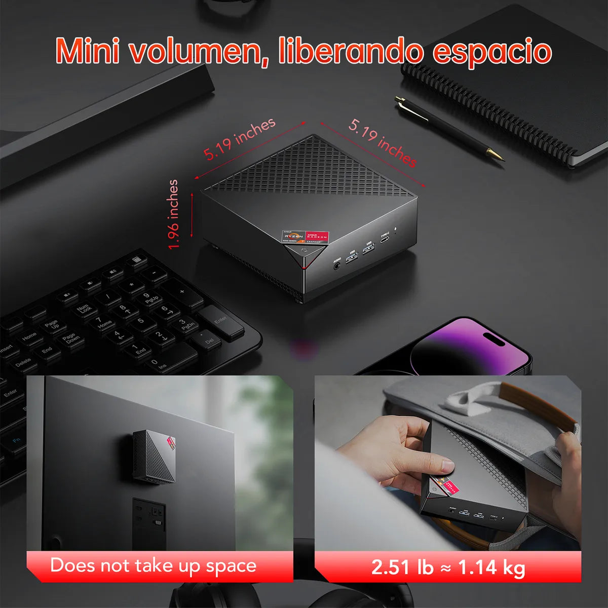 Mini Gaming PC AMD R7 7730U 32GB RAM 1TB SSD - Rendimiento Superior