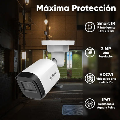 Kit de Videovigilancia con 4 Cámaras 2MP y Disco Duro de 500GB