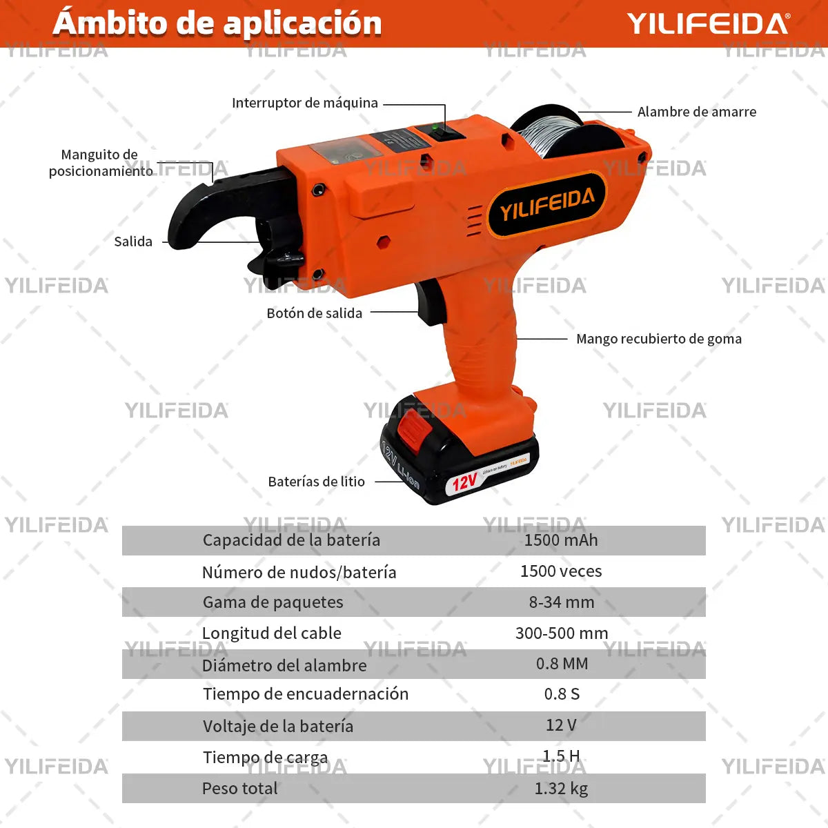 Máquina Atadora de Varillas de Refuerzo con Baterías Recargables