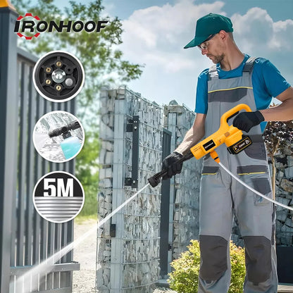 Pistola Hidrolavadora Portátil Eléctrica Inalámbrica 6 en 1 Amarilla