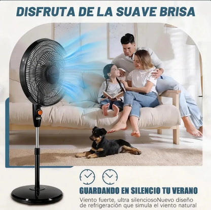 Ventilador Solar Recargable 20000mAh Silencioso 3 Velocidades Portátil