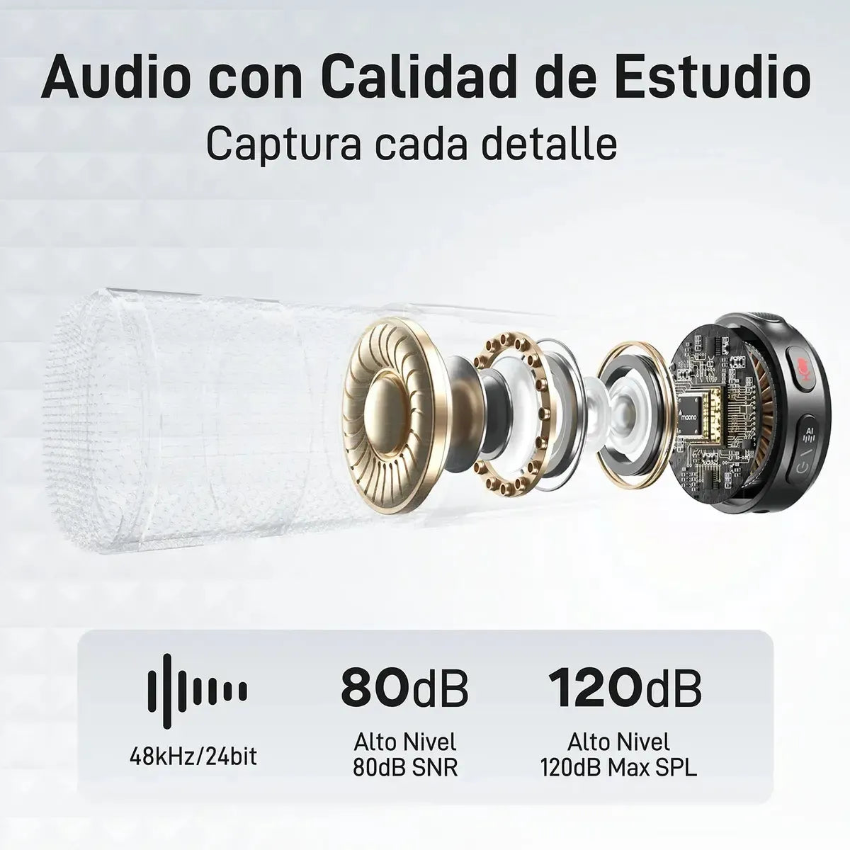 Micrófono Lavalier Inalámbrico con Cancelación de Ruido y Batería de 30h