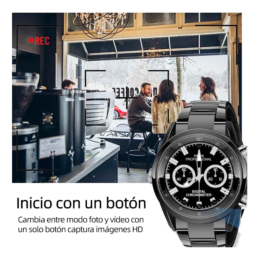 Reloj Espía Negro con Cámara Oculta HD 1080p y Visión Nocturna - Metacompras