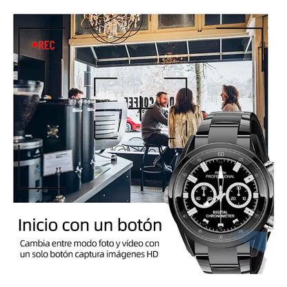 Reloj Espía Negro con Cámara Oculta HD 1080p y Visión Nocturna - Metacompras