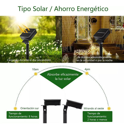 Guirnalda de Luces Solares para Exterior - Decoración Navideña Ideal - Metacompras