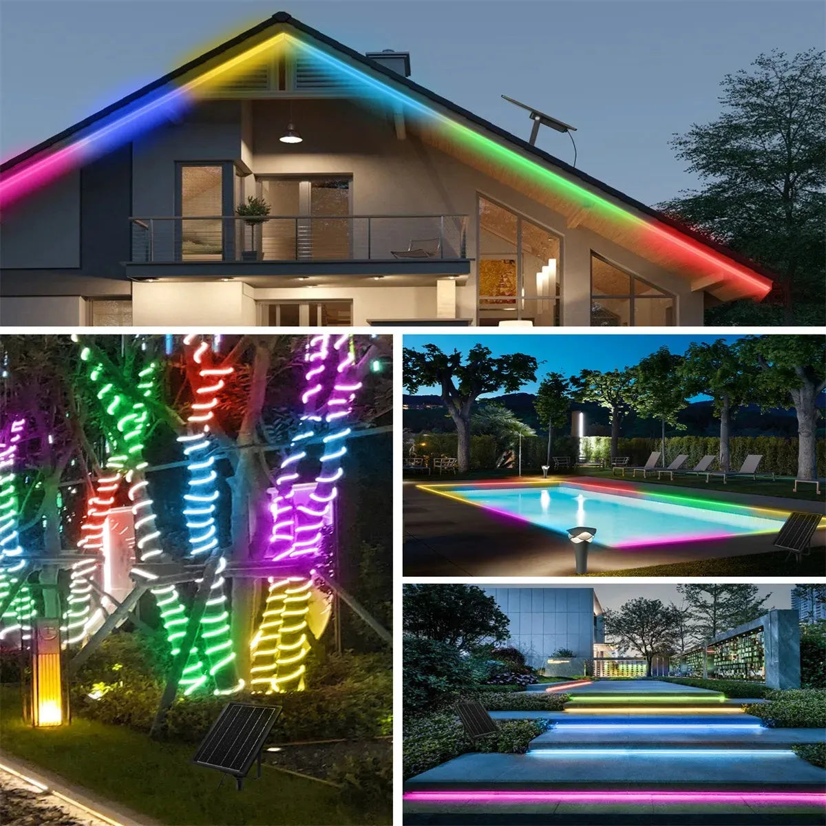 Tira LED Solar 50W 5m RGB Impermeable IP65 para Exterior Personalizable - Metacompras