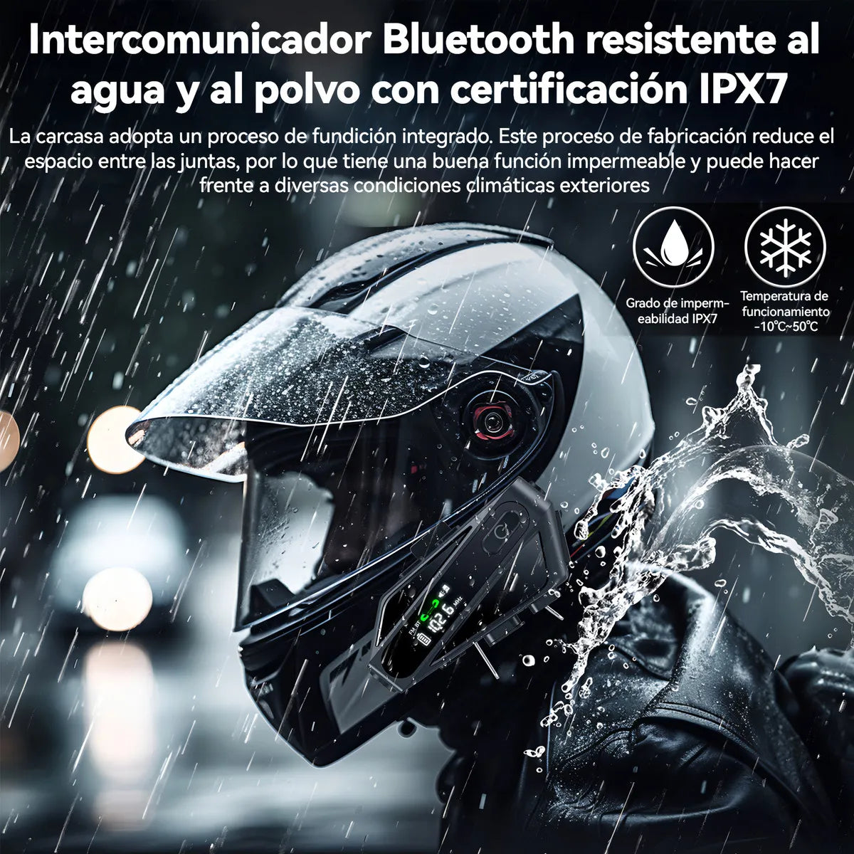 Intercomunicadores Bluetooth para Moto - Alcance 800m, IPX7, 2 Piezas