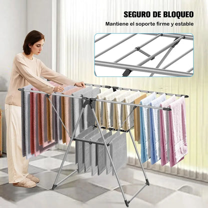 Tendedero Plegable Ajustable de Acero Inoxidable para Espacios Pequeños