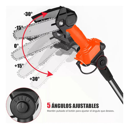 Motosierra Eléctrica Inalámbrica con Pértiga Telescópica 2.3m Naranja/Negro