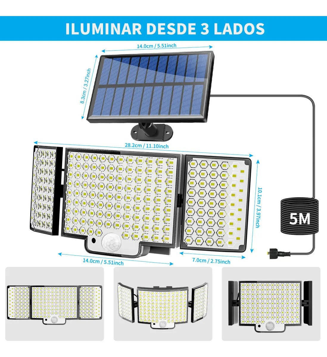 Lámpara Solar LED para Jardín con Sensor de Movimiento y Luz Fría - Metacompras