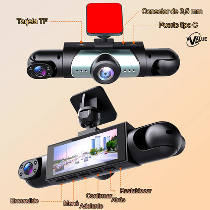 Cámara para Auto con Visión Nocturna y Luz LED - 64GB Incluidos