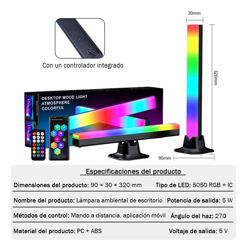 Tira LED RGB Inteligente para Cuarto Neon - Paquete de 2 Piezas 32cm