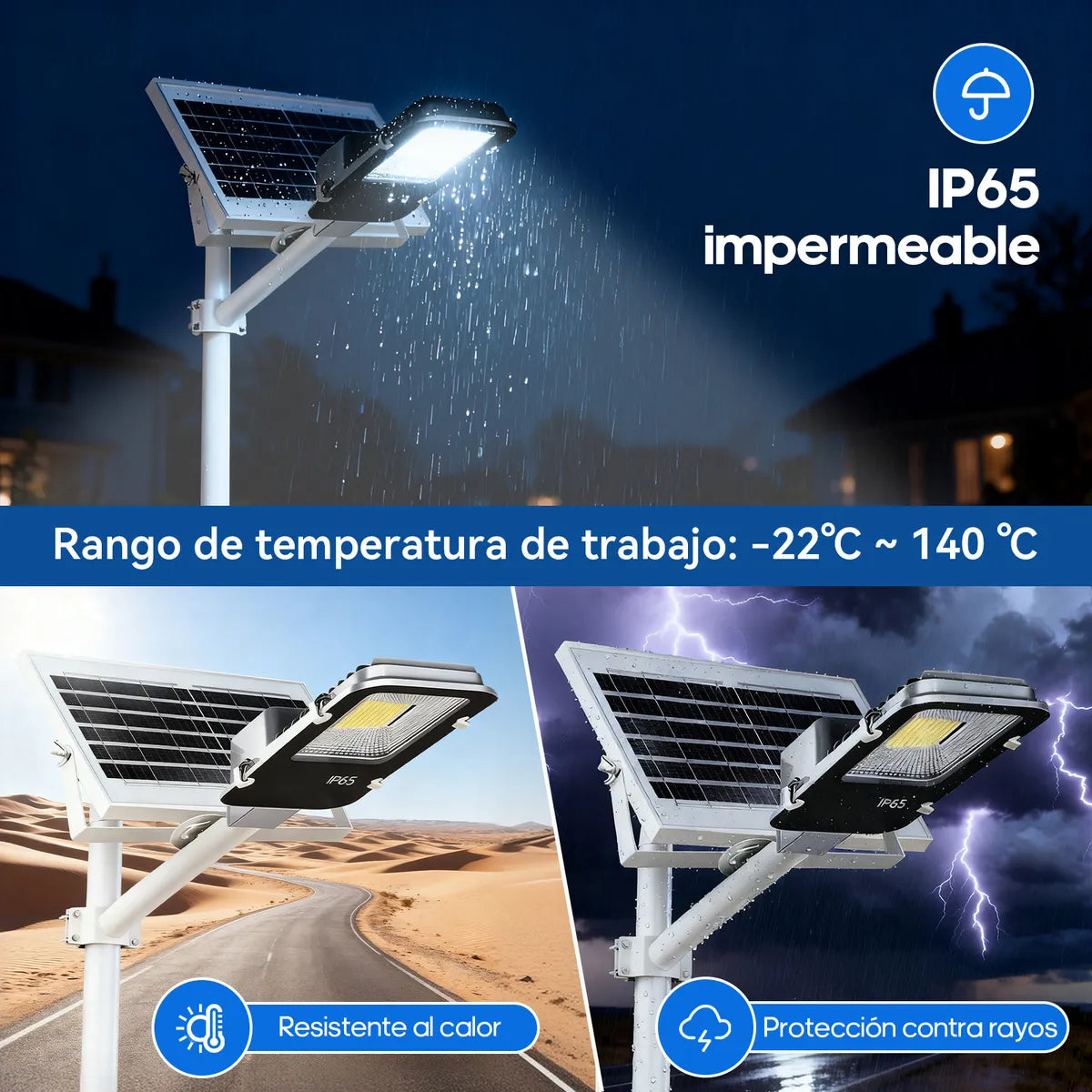 Lámpara LED Solar 300W para Iluminación Exterior Eficiente - Metacompras