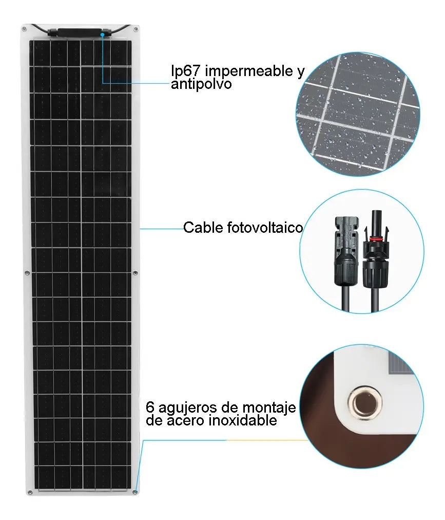 Panel Solar Flexible 50W para Carga Eficiente de Baterías 12V - Metacompras