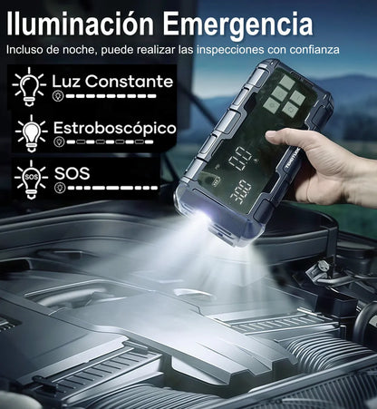 Batería Portátil 2en1 para Auto y Moto con Compresor Inflador 150 PSI