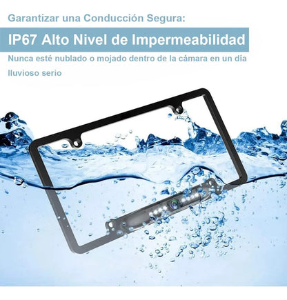 Cámara Reversa Portaplaca con 8 Luces LED y Visión Nocturna Ideal para Seguridad