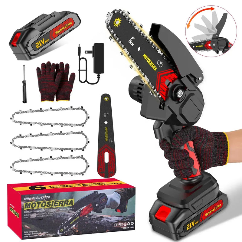 Motosierra Inalámbrica 1500W con Batería de 10000mAh y Accesorios Incluidos