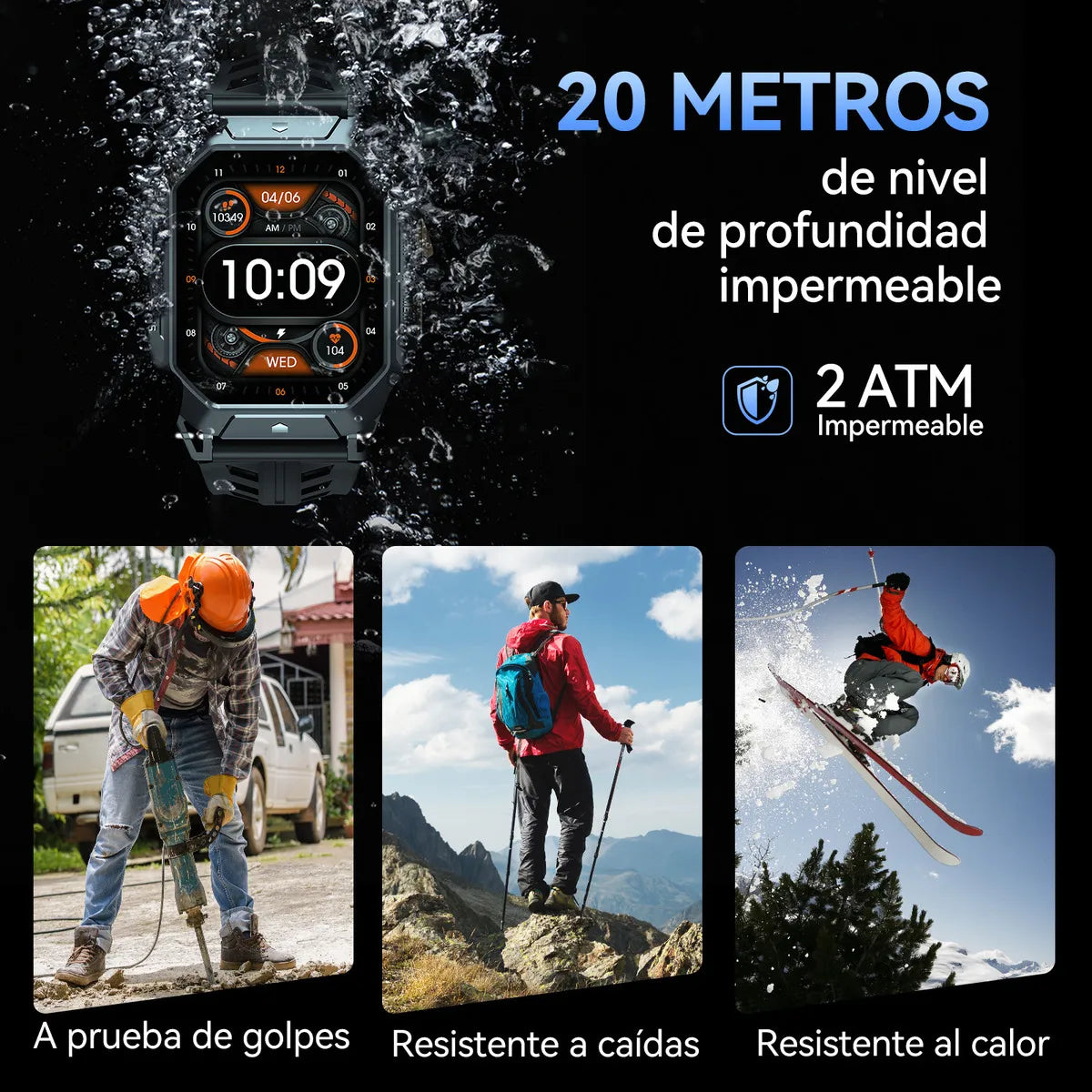 Smartwatch Deportivo Resistente al Agua 2ATM con Medición de Presión Arterial - Metacompras