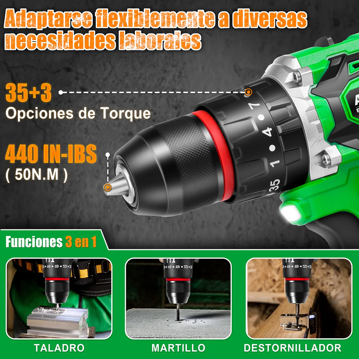 Taladro Rotomartillo Inalámbrico 20v Sin Carbones - Potente y Eficiente - Metacompras