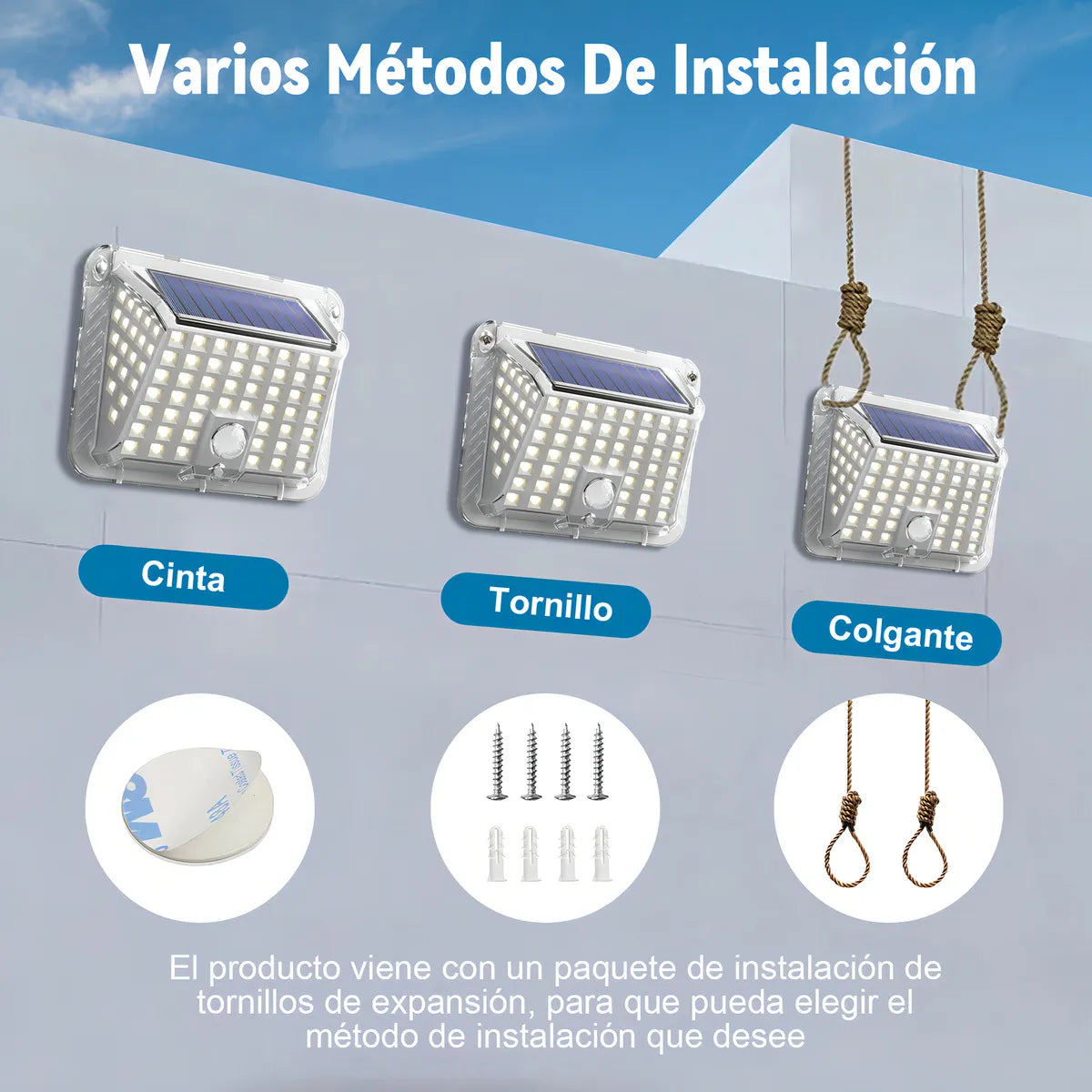 Lámpara Solar Exterior con Sensor para Jardín - Paquete de 2 Pzs - Metacompras