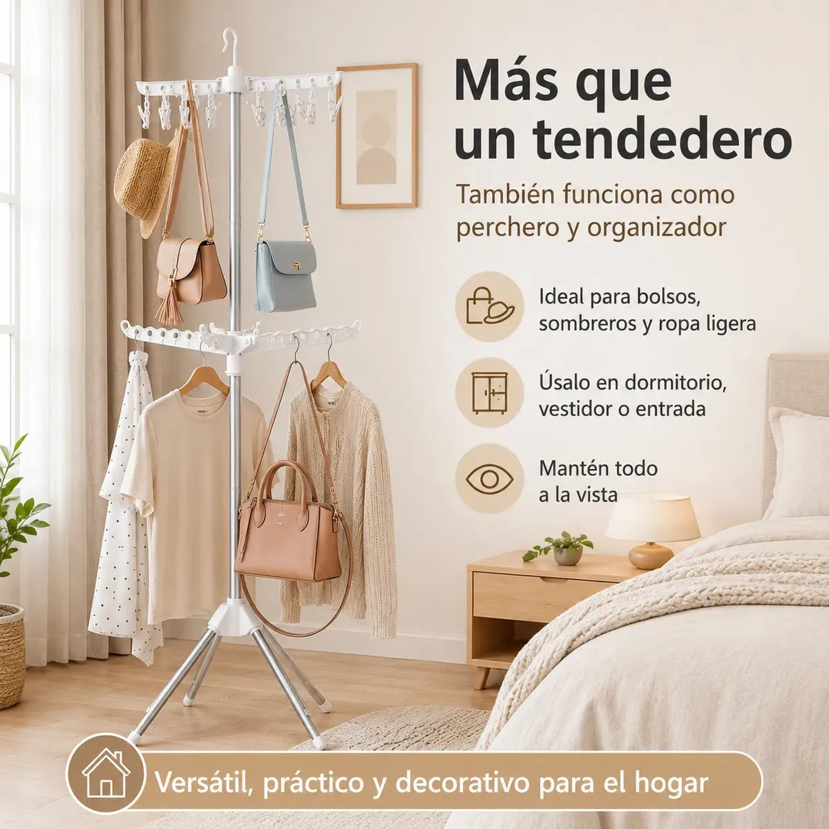 Tendedero Plegable Portátil con Alta Capacidad para Secar Ropa