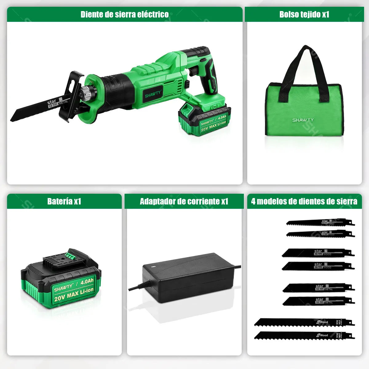 Sierra Alternante Inalámbrica 2700RPM con Kit Completo de 8 Hojas