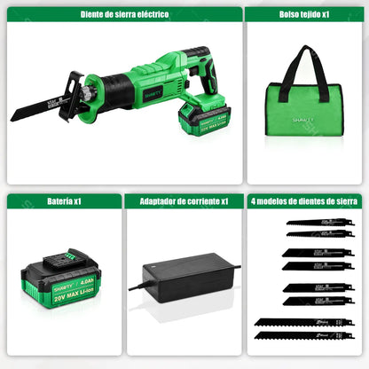 Sierra Alternante Inalámbrica 2700RPM con Kit Completo de 8 Hojas