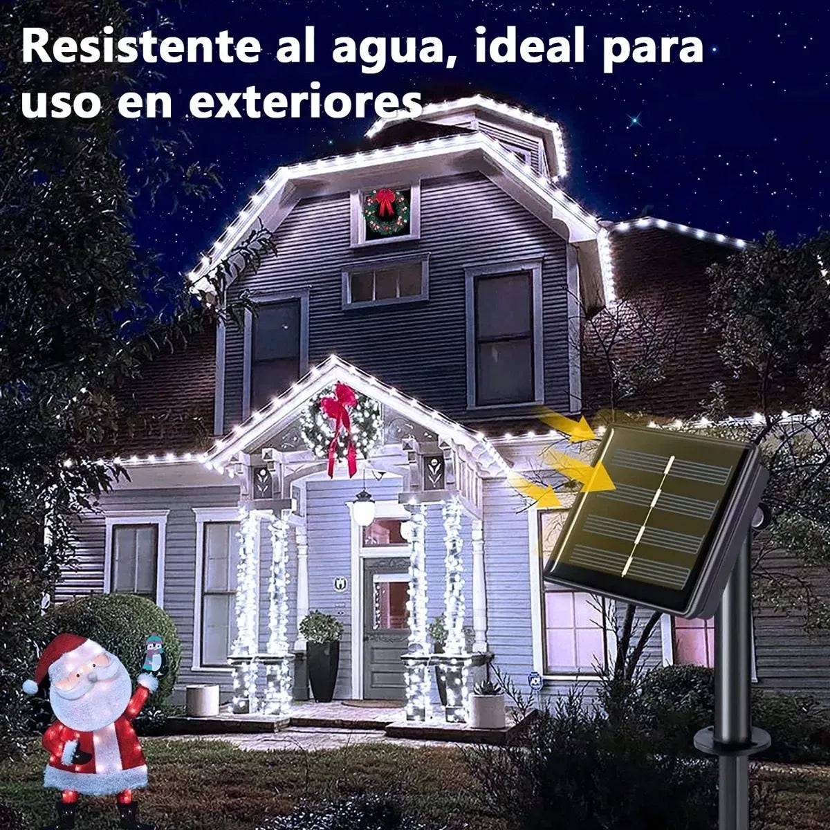 Guirnalda de Luces Solares para Exterior - Decoración Navideña Ideal - Metacompras