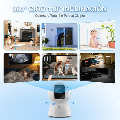 Cámara de Seguridad Wifi 5G 5MP con Batería para Bebés 360° - Metacompras