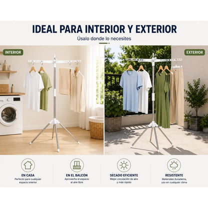 Tendedero Plegable Retráctil de Acero Inoxidable y Metal