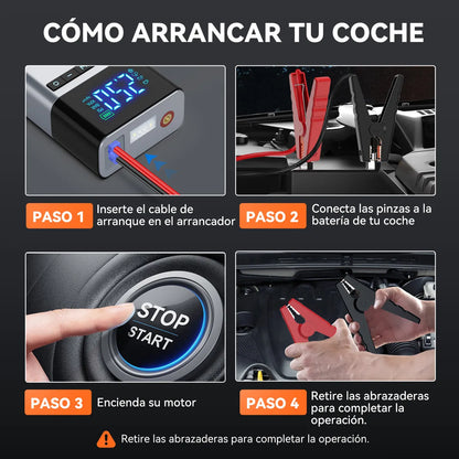 Arrancador de Batería Portátil 26800mAh con Inflador Inteligente 150psi