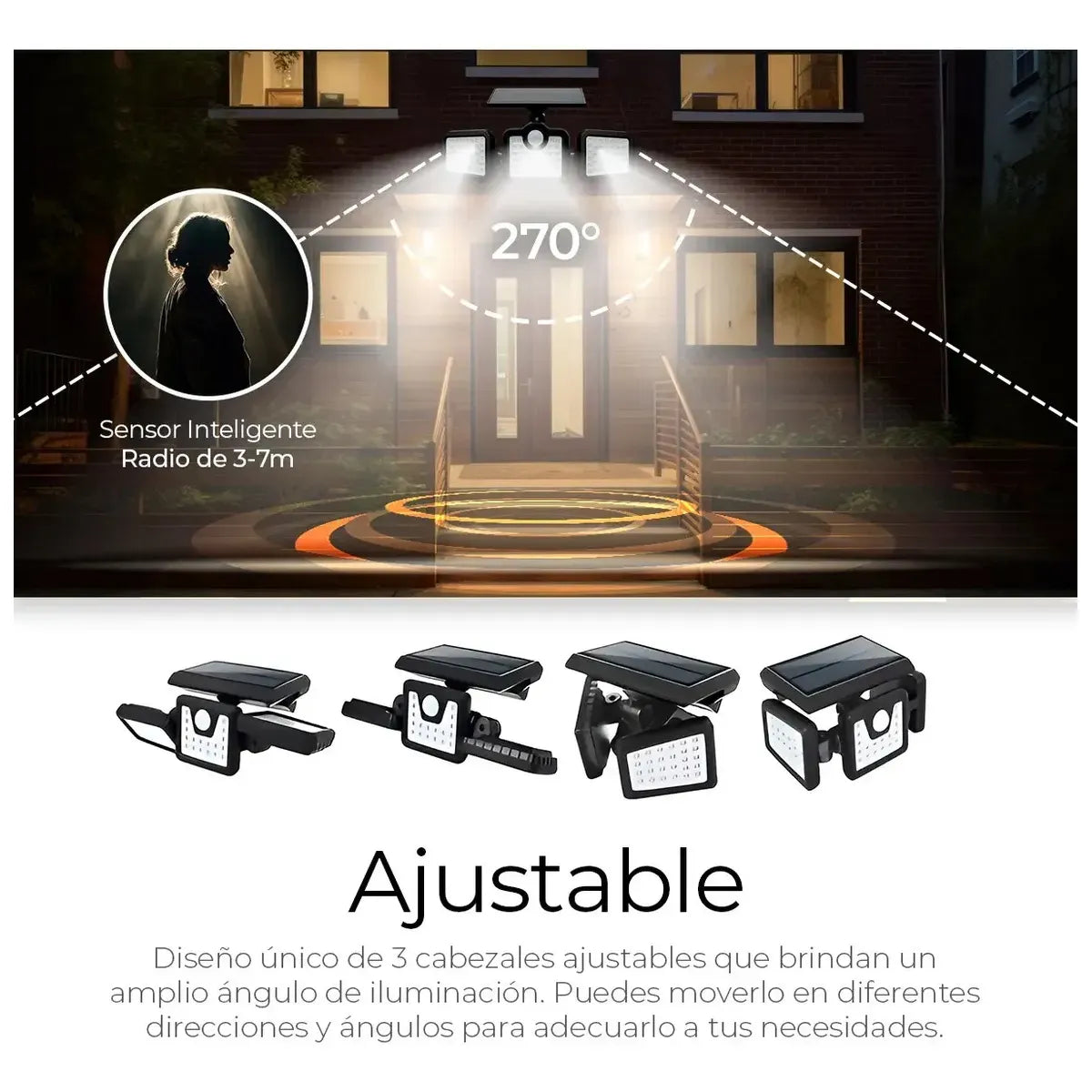 Lámpara Solar con Sensor de Movimiento y 108 LEDs para Exterior