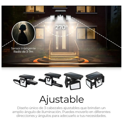 Lámpara Solar con Sensor de Movimiento y 108 LEDs para Exterior