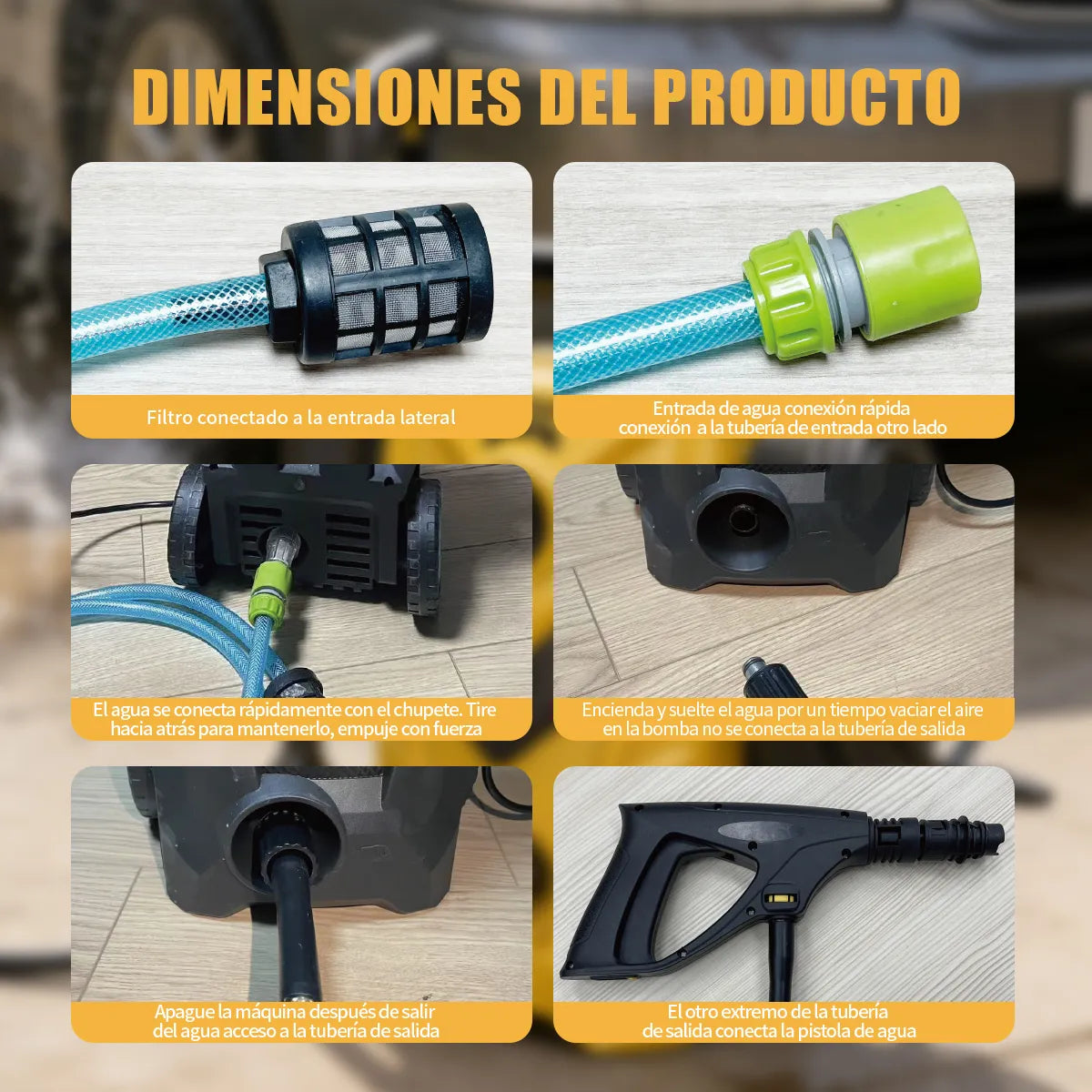 Hidrolavadora Eléctrica 1200W 1700 PSI Alta Presión 390L/h Amarillo - Metacompras