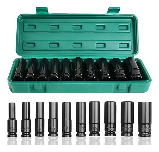 Kit Completo de 10 Piezas de Herramientas Mecánicas con Llave de Impacto 1/2'' - Metacompras