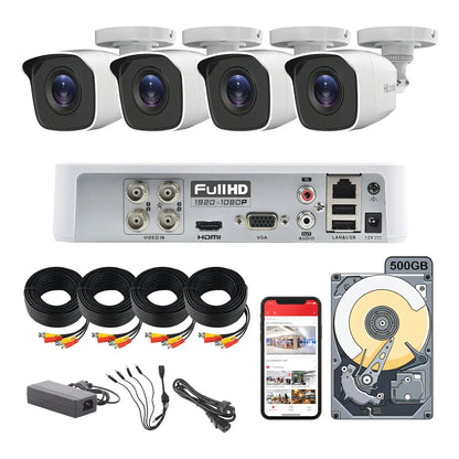 Kit de Seguridad 4 Cámaras 1080p con Almacenamiento de 500GB