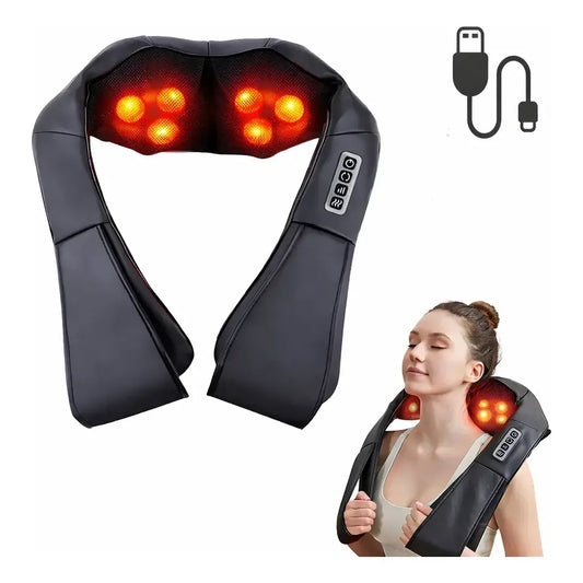 Masajeador Shiatsu Eléctrico Inalámbrico con Calor para Relajación Profunda