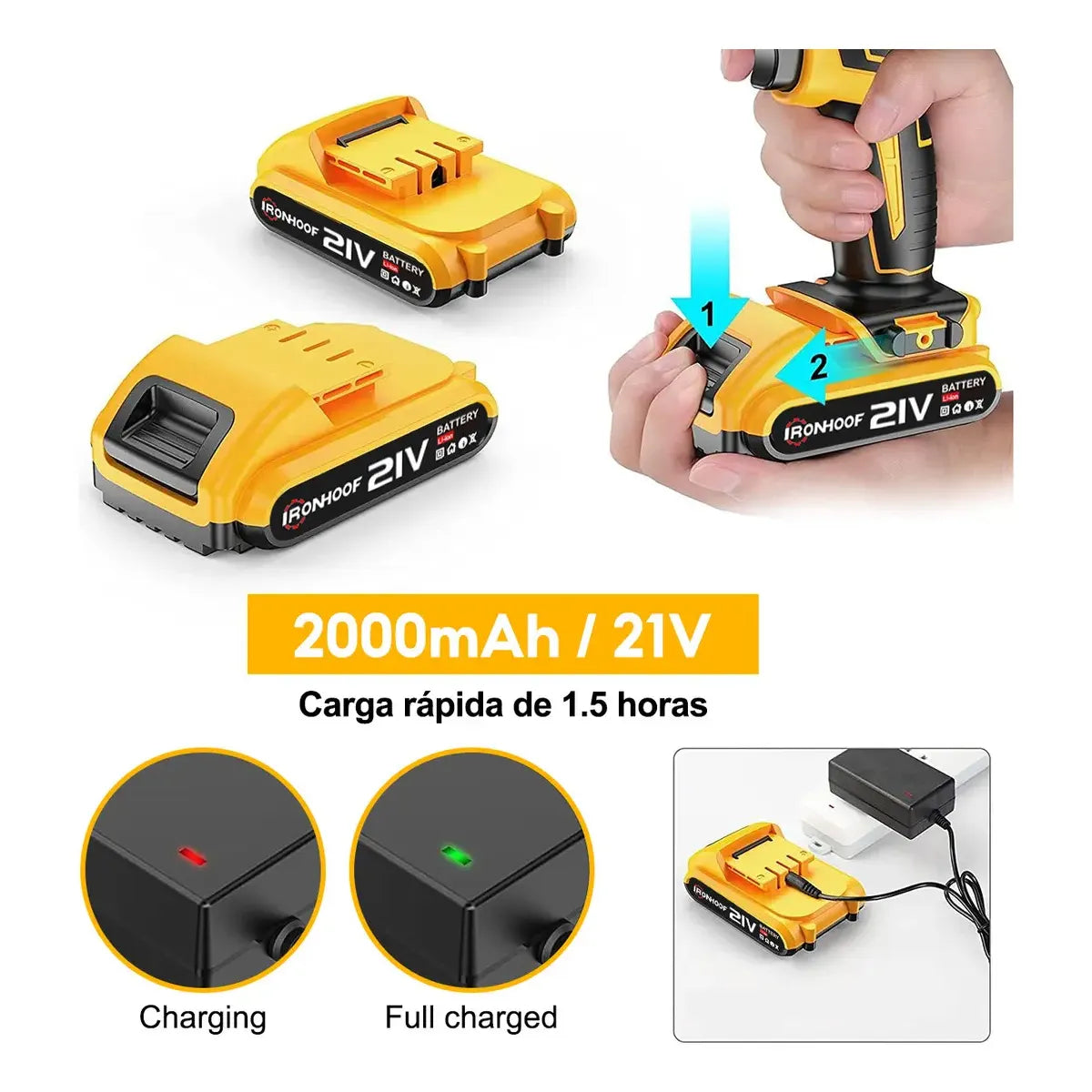 Taladro Destornillador Inalámbrico Compacto con Accesorios y Baterías