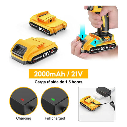Taladro Destornillador Inalámbrico Compacto con Accesorios y Baterías