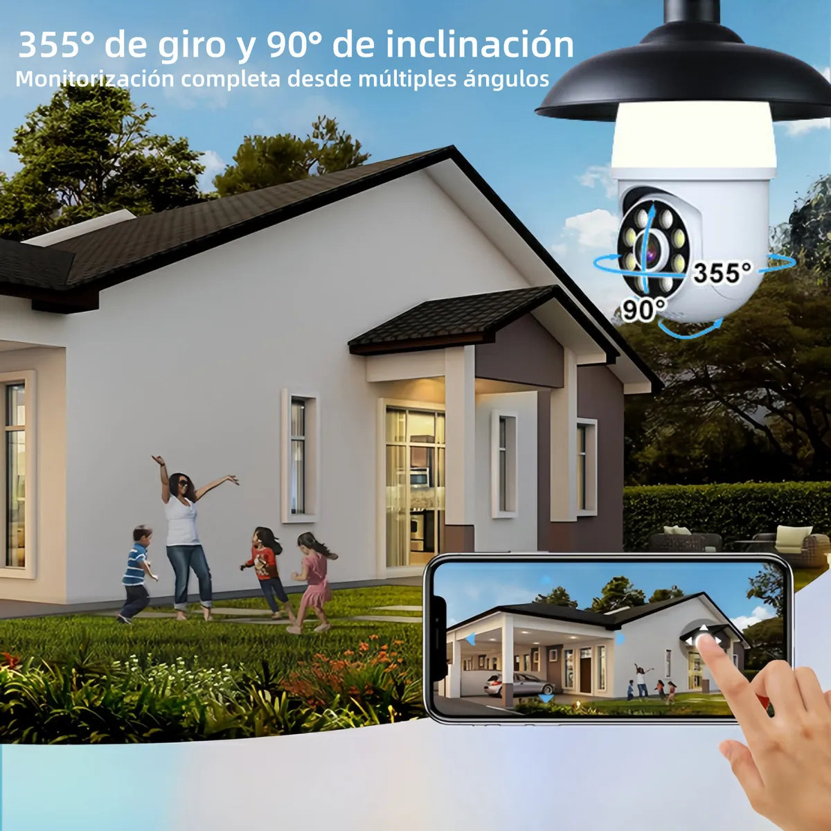 Cámara de Seguridad Wifi HD 360° con Visión Nocturna y Alarma - 2 Piezas - Metacompras