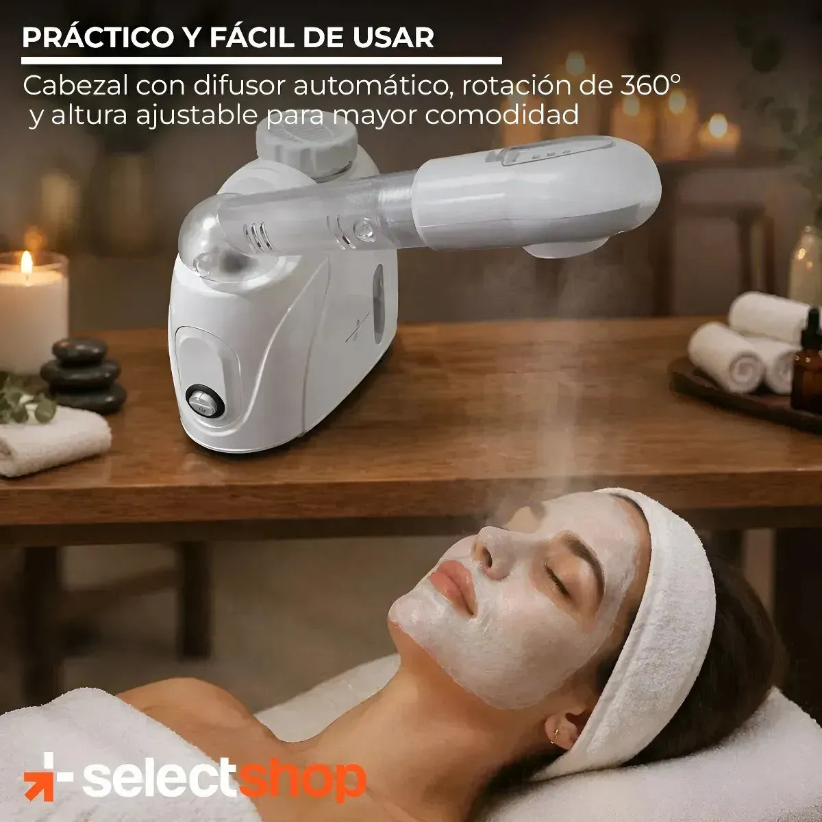 Vaporizador Facial con Cabezal Rotatorio 360° para Limpieza Profunda