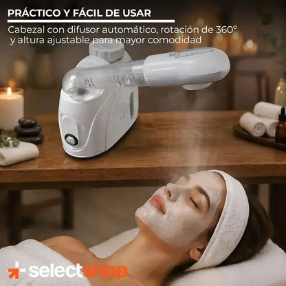 Vaporizador Facial con Cabezal Rotatorio 360° para Limpieza Profunda