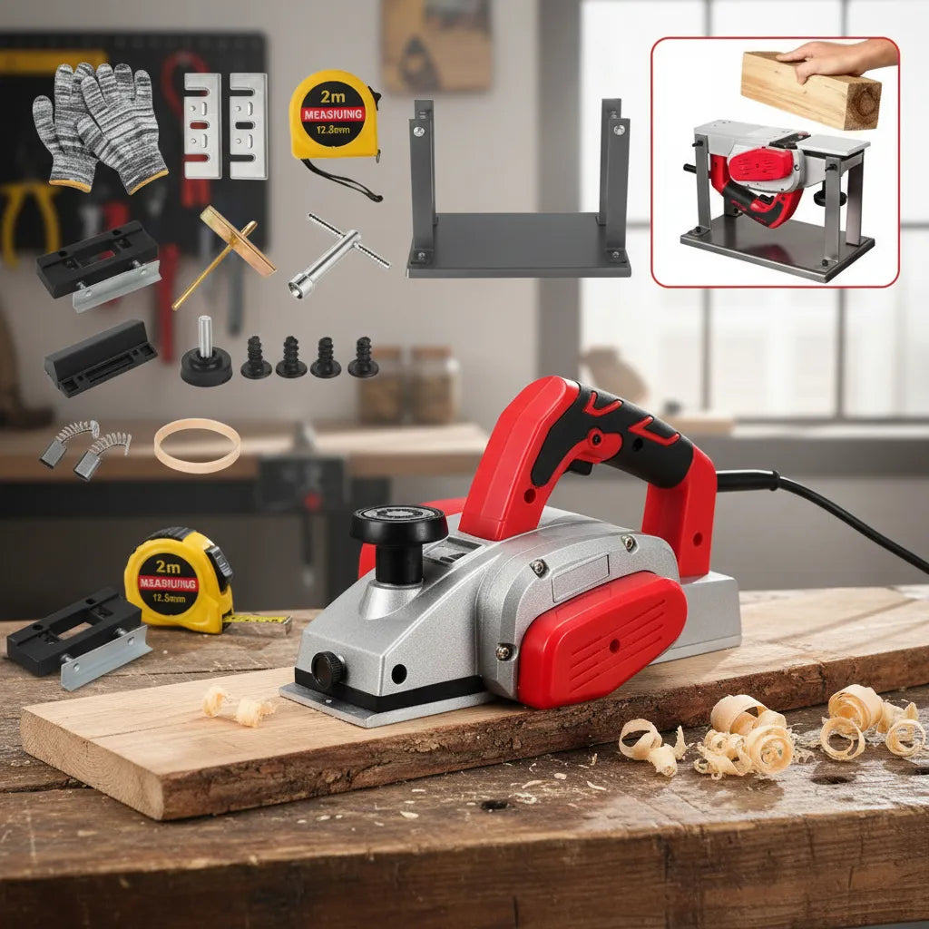 Cepilladora Eléctrica Profesional para Madera - Kit Completo Rojo - Metacompras